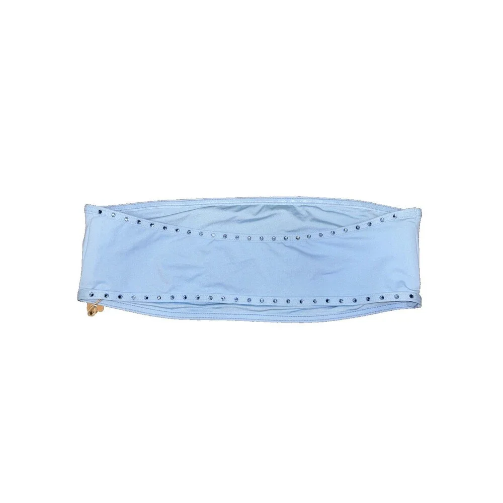 Skims Rhinestone Swim Bandeau Bikini Top Women New Iris Light Blue XL Stretch